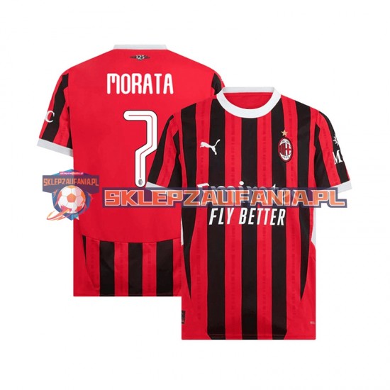 Koszulka Krótka Męska AC Milan Pierwszy strój UCL Font MORATA 7 2024-2025