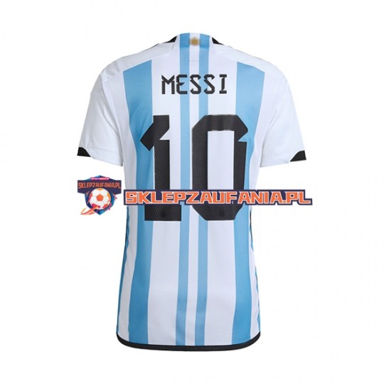 Koszulka Krótka Męska Reprezentacji Argentyny Pierwszy strój Lionel Messi 10 World Cup 2022